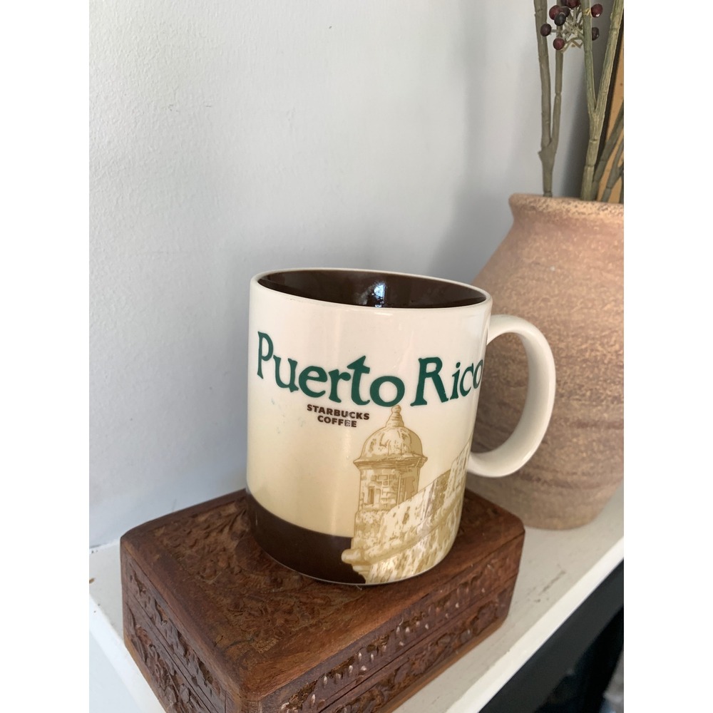 Starbucks Puerto Rico Coffee Mug 2014 Global Icon Series 16oz Brwn Cream Ceramic